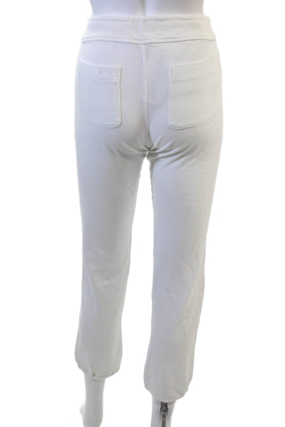 James Perse Women Cropped Sweatpants White Drawstring Supima Cotton Size 1