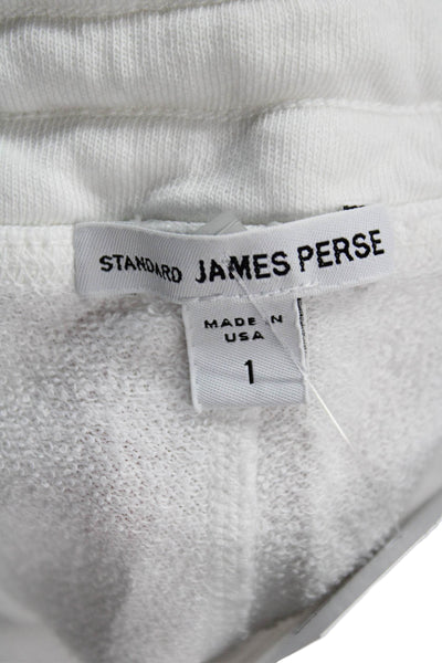 James Perse Women Cropped Sweatpants White Drawstring Supima Cotton Size 1