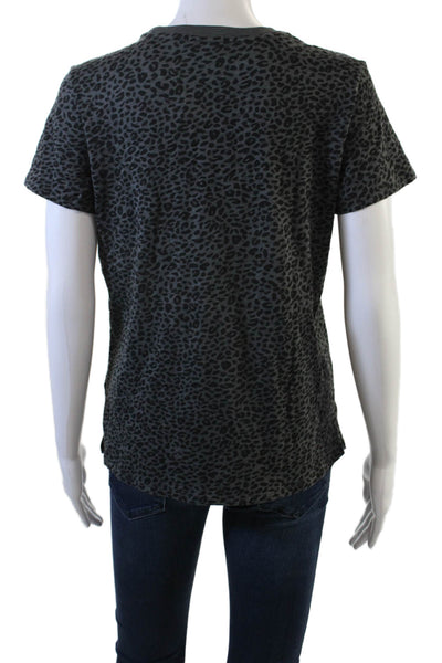 ATM Womens Basic Jersey Leopard Crew Neck Dark Gray Cotton T-Shirt Size S