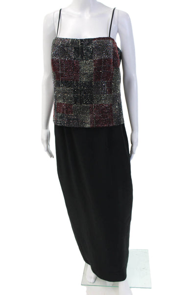 Daymor Women Black Jacket Dress Maxi V-Neck Long Sleeve Zip Size 14