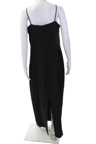 Daymor Women Black Jacket Dress Maxi V-Neck Long Sleeve Zip Size 14