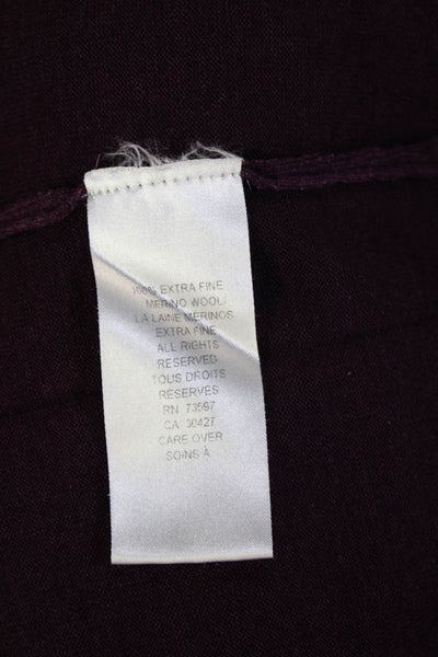 Raffi Mens Purple Merino Wool V-Neck Pullover Sweater Designer Size L