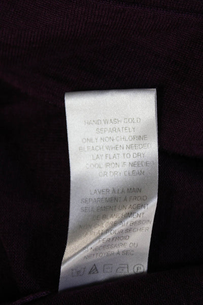Raffi Mens Purple Merino Wool V-Neck Pullover Sweater Designer Size L