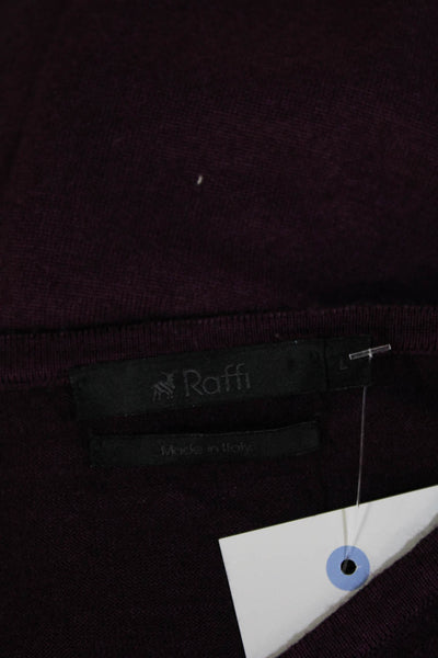 Raffi Mens Purple Merino Wool V-Neck Pullover Sweater Designer Size L