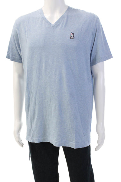 Psycho Bunny Mens Light Blue Pima Cotton V-Neck T-Shirt Big & Tall Size 6