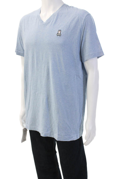 Psycho Bunny Mens Light Blue Pima Cotton V-Neck T-Shirt Big & Tall Size 6