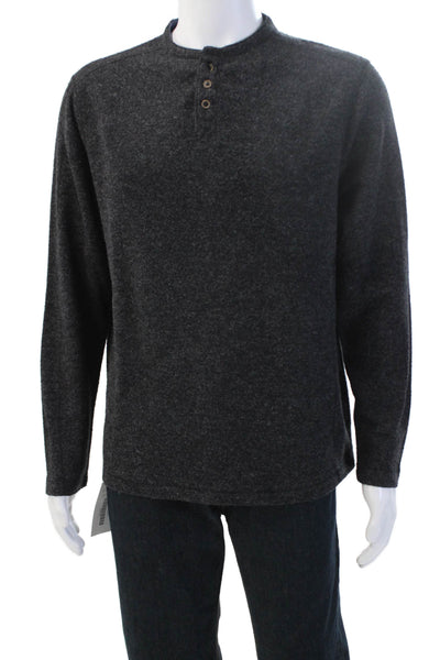 Nicoby Mens Round Neck Long Sleeve Henley Shirt Gray Size L