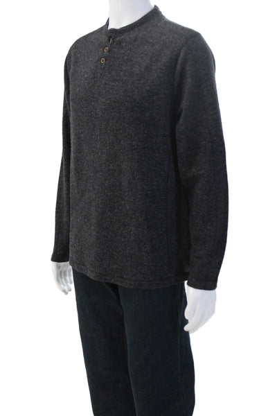 Nicoby Mens Round Neck Long Sleeve Henley Shirt Gray Size L
