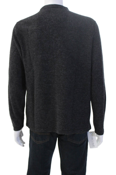 Nicoby Mens Round Neck Long Sleeve Henley Shirt Gray Size L