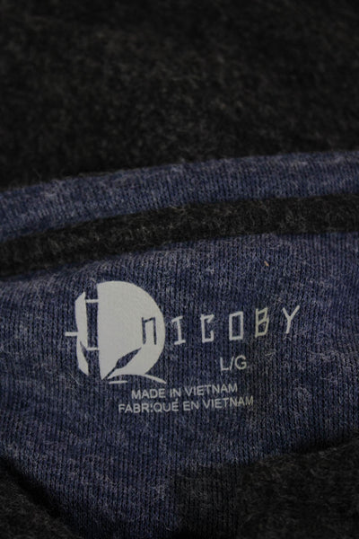 Nicoby Mens Round Neck Long Sleeve Henley Shirt Gray Size L