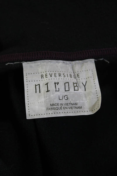 Designer Men Henley Sweatshirt Black Mock Neck Zip Long Sleeve Size L