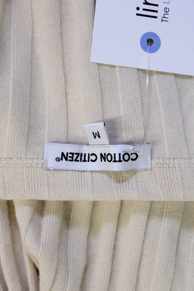 Cotton Citizen Womens Cardigan Striped V-Neck Button Long Sleeve Beige Size S