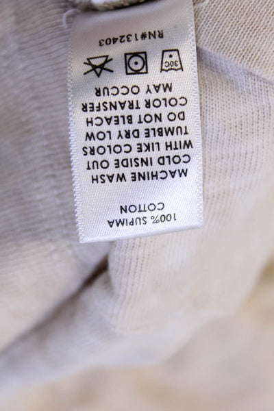 Cotton Citizen Women Cropped Basic T-Shirt Beige Long Sleeve Crew Neck Size S
