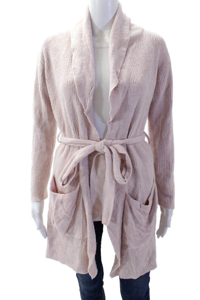 Barefoot Dreams® Womens Textured Knit Belt Long Robe Pink Size S