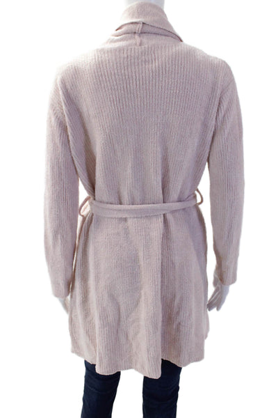 Barefoot Dreams® Womens Textured Knit Belt Long Robe Pink Size S