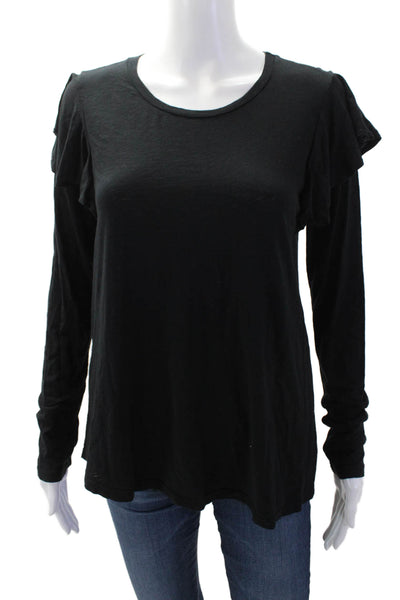 Velvet by Graham & Spencer Women Black Long Sleeve Basic T-Shirt Size M