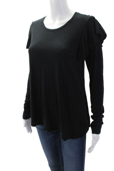 Velvet by Graham & Spencer Women Black Long Sleeve Basic T-Shirt Size M