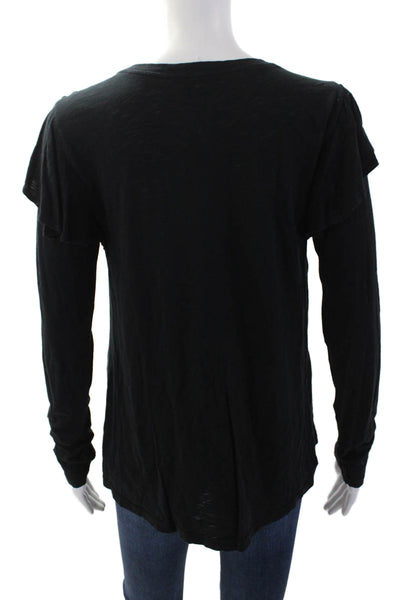 Velvet by Graham & Spencer Women Black Long Sleeve Basic T-Shirt Size M