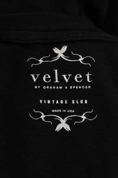Velvet by Graham & Spencer Women Black Long Sleeve Basic T-Shirt Size M