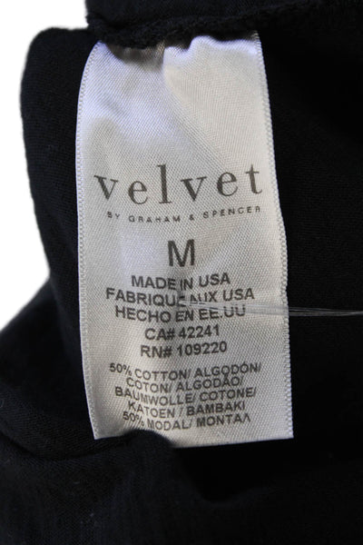 Velvet by Graham & Spencer Women Black Long Sleeve Basic T-Shirt Size M