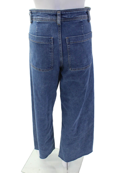 Zara Women Blue Cropped Wide-Leg High-Rise Jeans Size 6