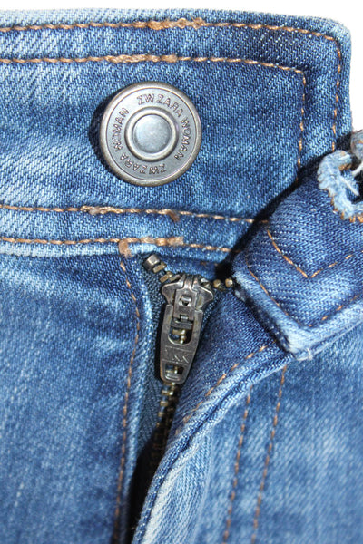 Zara Women Blue Cropped Wide-Leg High-Rise Jeans Size 6