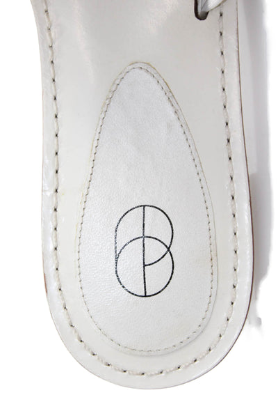 Porte & Paire Womens Braided Leather Slip On Flats Shoes White Size 7