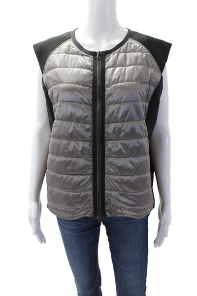 Anatomie Unisex Quilted Puffer Jacket Black Zip Crewneck Sleeveless Size XL