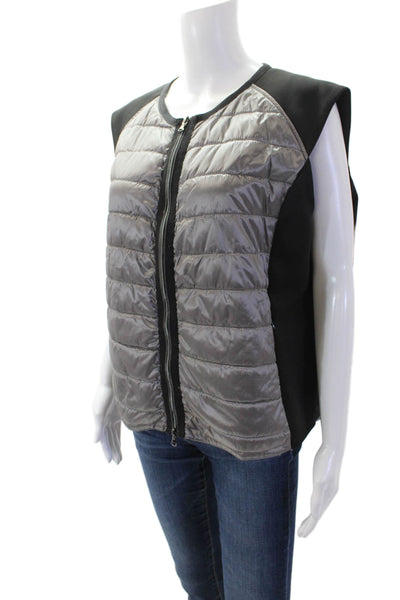 Anatomie Unisex Quilted Puffer Jacket Black Zip Crewneck Sleeveless Size XL