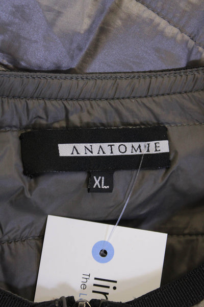 Anatomie Unisex Quilted Puffer Jacket Black Zip Crewneck Sleeveless Size XL