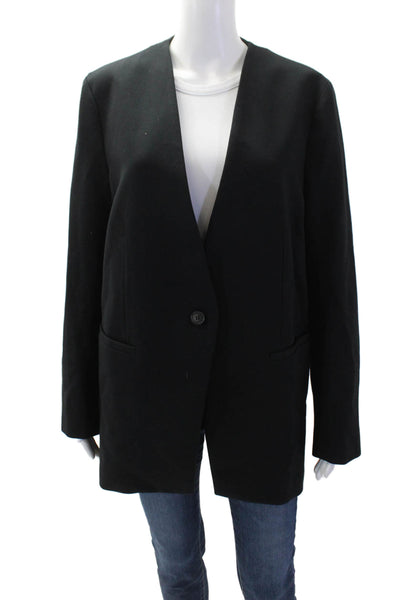 Spanx Womens One Button Long Sleeve Unlined Blazer Jacket Black Size Large