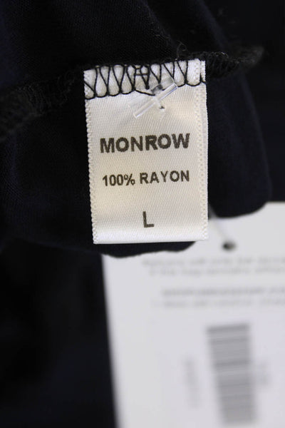 Monrow Women Sleeveless Tunic Black Rayon Round Neck Boho Solid Size L