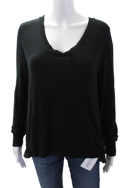 Chan Luu Women Pullover V-Neck Black 100% Viscose Bohemian Size M