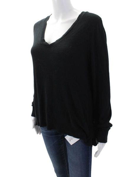 Chan Luu Women Pullover V-Neck Black 100% Viscose Bohemian Size M