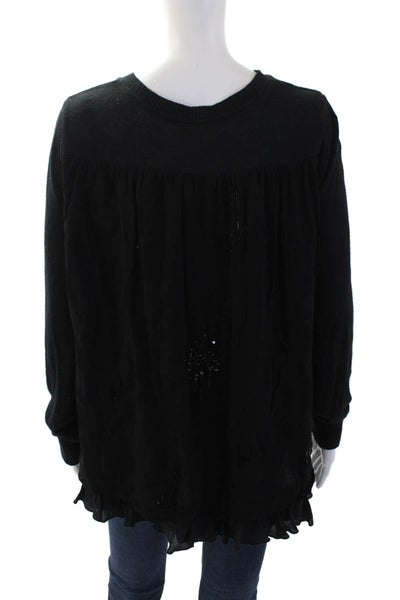 Chan Luu Women Pullover V-Neck Black 100% Viscose Bohemian Size M