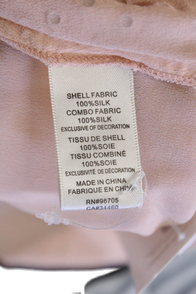 Rebecca Taylor Women Sleeveless Silk Tank Beige Hook & Eye Round Neck Size 6