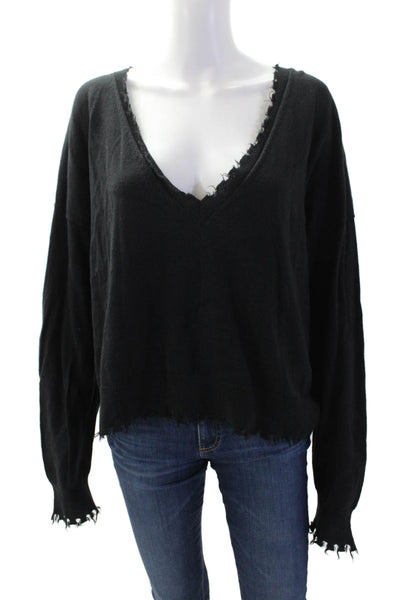 Nation LTD Women Pullover Sweater Black V-Neck Size M