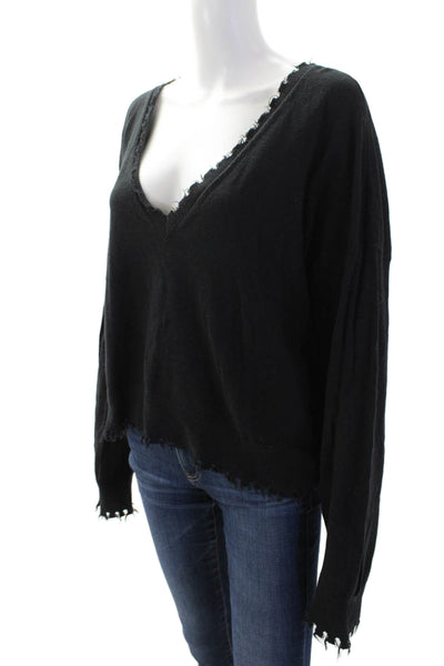 Nation LTD Women Pullover Sweater Black V-Neck Size M
