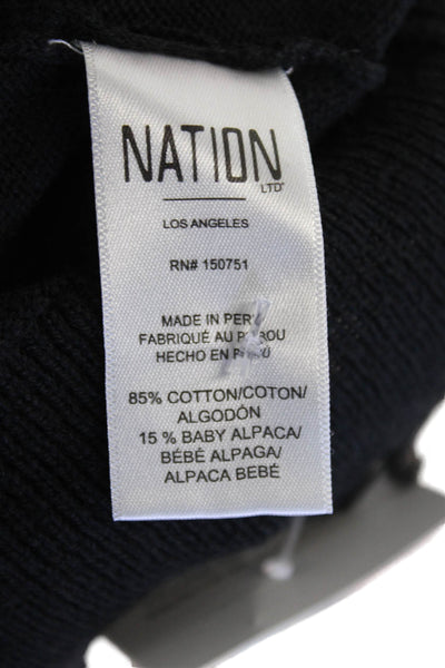Nation LTD Women Pullover Sweater Black V-Neck Size M