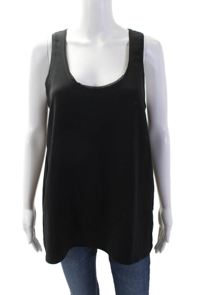Lola & Sophie Women Basic Tank Black Rayon Sleeveless Round Neck Size M