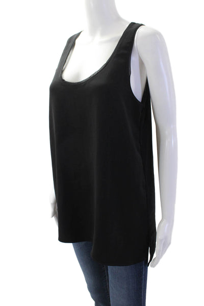 Lola & Sophie Women Basic Tank Black Rayon Sleeveless Round Neck Size M