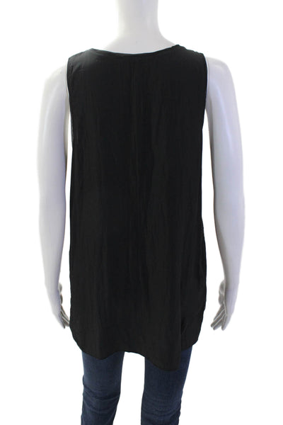 Lola & Sophie Women Basic Tank Black Rayon Sleeveless Round Neck Size M