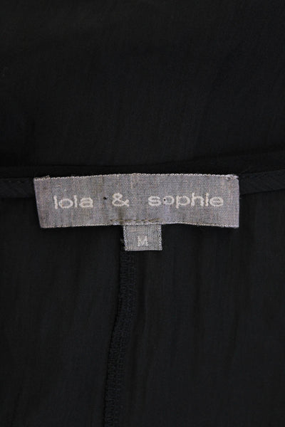 Lola & Sophie Women Basic Tank Black Rayon Sleeveless Round Neck Size M