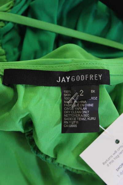 Jay Godfrey, Women Blouson Bodycon Silk V-Neck Green Dress Size 2