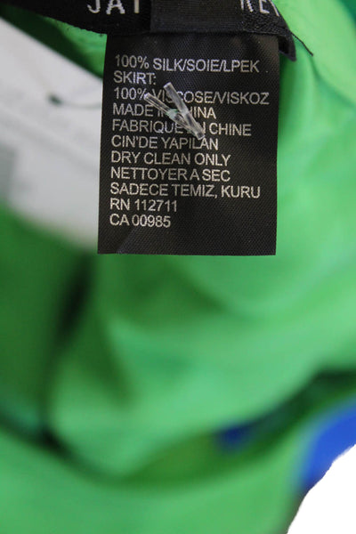 Jay Godfrey, Women Blouson Bodycon Silk V-Neck Green Dress Size 2