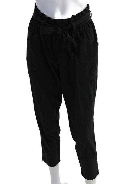 Athleta Womens Paperbag Ankle Pants Black Drawstring Size 2
