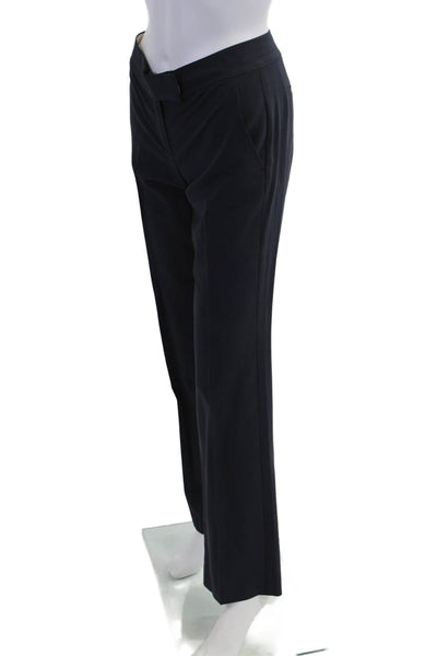 Theory Unisex Dress Pants Dark Blue Solid Wool Blend Button Size 4