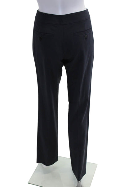 Theory Unisex Dress Pants Dark Blue Solid Wool Blend Button Size 4