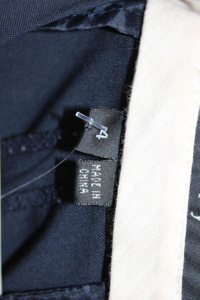 Theory Unisex Dress Pants Dark Blue Solid Wool Blend Button Size 4