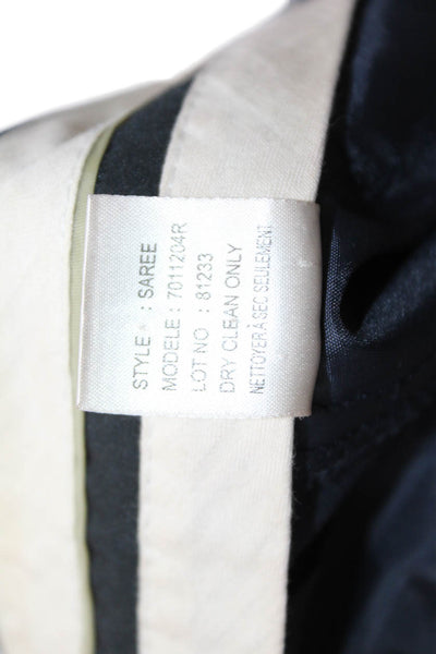 Theory Unisex Dress Pants Dark Blue Solid Wool Blend Button Size 4